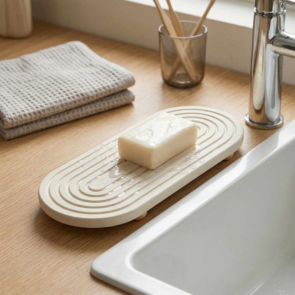 Diatomite Drying Tray – Quick Dry Draining Board for Soap, Bathroom Sink Organizer, Kitchen