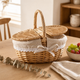 Wicker Picnic Basket with Lid – Willow Hamper with Linen Lining and Carry Handle