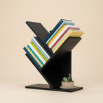 Tree Bookshelf 3-Tier Wood Desk Organizer – Small Bookcase Home Office Display