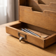 Wood Desk Organizer with Drawer – File Mail Sorter 3 Compartments Vintage Home Office