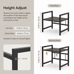 Microwave Shelf Organizer – Adjustable Height Iron Rack with 6 Hooks, Kitchen Counter Storage