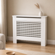 Modern Radiator Cover with Shelf – White Slatted MDF Heater Cabinet Living Room Decor