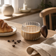 Ribbed Glass Coffee Mug with Wooden Handle – Heat Resistant, 200ml, Clear or Gray