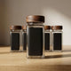 Glass Spice Jar Set with Wooden Bamboo & Rosewood Lids – 120ml with Labels, Kitchen Organisation