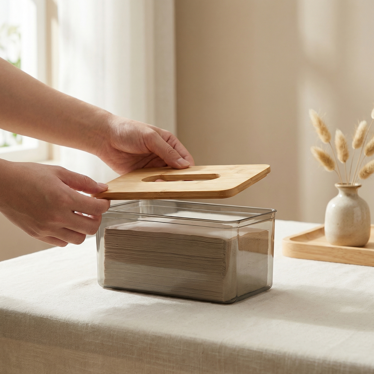 Bamboo Lid with Clear Body