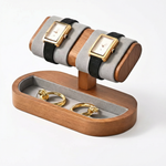 Wooden Watch Display Stand with Jewelry & Ring Tray – Single and Double Watch Holder