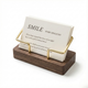 Business Card Holder – Wood and Metal Stand for Office Desk, Name Cards, Affirmation Display