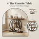 4-Tier Console Table – Modern Table with Open Shelves and Circular Frame for Living Room