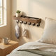 Floating Shelf with 6 Hooks – Wall Mounted Key Holder Rustic Wood Home Organizer