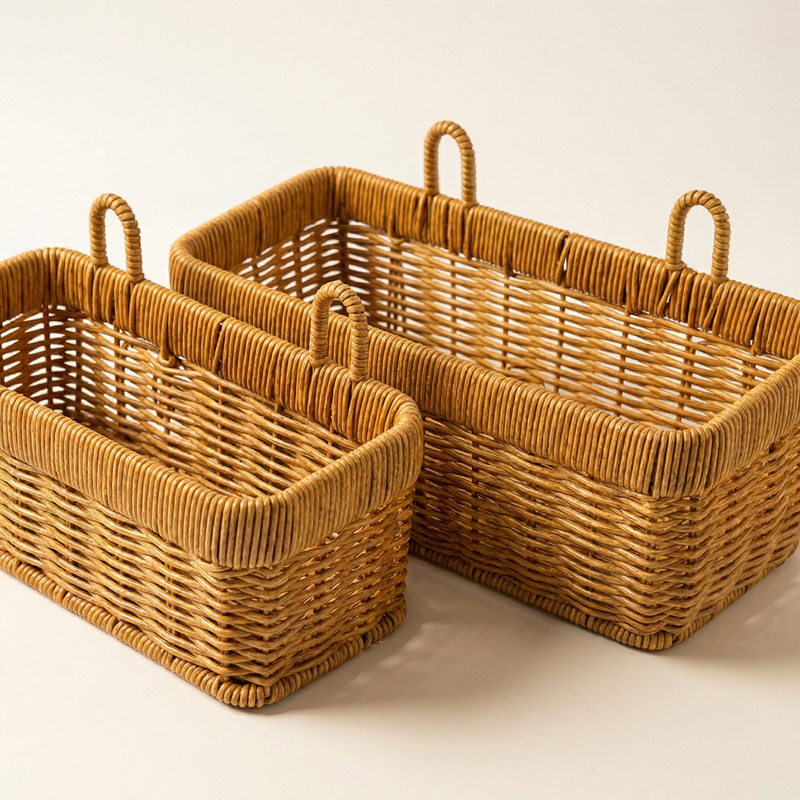 Wall Hanging Rattan Storage Basket – Hand Woven Kitchen, Bathroom and Bedroom Decor