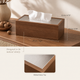 Wooden Tissue Box Cover – Ribbed Glass Top, Desk and Bedside Napkin Holder