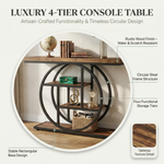 4-Tier Console Table – Modern Table with Open Shelves and Circular Frame for Living Room