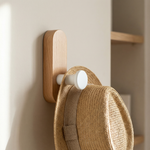 Adhesive Walnut Wood Wall Hook – Coat and Hat Hanger for Entryway & Bedroom Decor