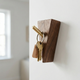 Modern Wooden Wall Hook – Self Adhesive Storage Hook with Angled Brass Peg for Home