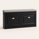 Shoe Storage Bench with Cushion – 2 Flip Drawers Entryway Seat White Hallway