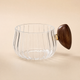 Ribbed Glass Coffee Mug with Wooden Handle – Heat Resistant, 200ml, Clear or Gray