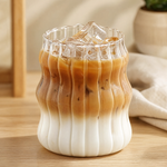 Wavy Glass Tumbler Set – Borosilicate Coffee Cup Iced Drink Home Bar Decor