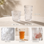 Glacier Texture Glass – Sculptural Clear Drinking Cup for Tea Coffee Water Home Bar