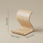 Wooden Phone and Tablet Stand – Curved Holder, Minimal Modern Desk Accessory