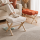 Cushioned Folding Footstool – Solid Wood X-Frame Entryway Bench Sofa Foot Rest