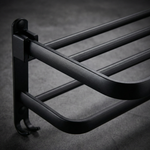 Towel Rack Wall Mount – Foldable Double Bar Aluminum with Shelf and Hooks for Bathroom
