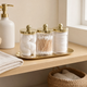 Apothecary Jar Set with Gold Tray – Qtip Holder Bathroom Organizer Canister