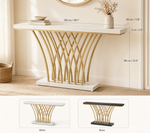 Modern Entryway Console Table – Gold Metal Base, Faux Marble Top, Hallway Sofa Table