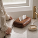 Walnut Wood Tissue Box Cover – Removable Lid, Minimalist Tabletop Decor for Home