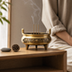 Large Copper Incense Burner – Lotus Relief, Triple Foot, Home Altar Meditation Decor