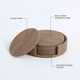 Wood Grain Leather Coasters – Stackable Round Set of 6 with Holder for Coffee Table