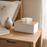 Bamboo Lid Tissue Box – Minimalist Desk Organizer for Living Room or Bathroom