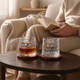 Crystal Tumbler Whiskey Glass – Textured Spinning Base, Cocktail, Bourbon, Bar Decor