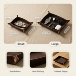 Genuine Leather Valet Tray – Foldable Catchall for Keys Coins Watch Desk Organizer