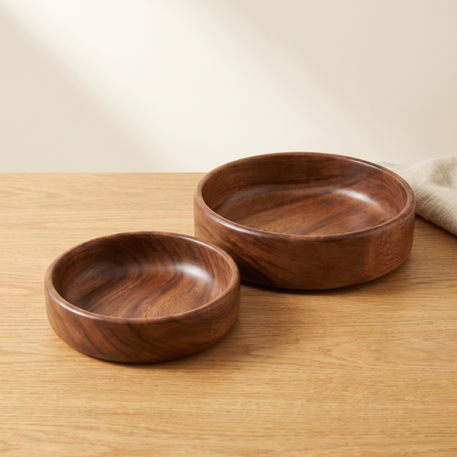 Walnut Wood Bowl – Natural Wooden Salad and Fruit Serving Basin, Minimalist Dining Room Tableware