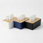 Bamboo Lid Tissue Box Cover – Modern Tissue Holder for Bathroom, Vanity, Living Room & Desk