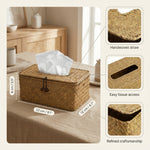 Rectangular Rattan Tissue Box Cover – Handwoven Straw Holder for Bathroom, Bedroom, Office Decor