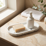 Oval Soap Tray – Silicone Bathroom Counter Organizer, Kitchen Sink Tray, Waterproof Vanity Holder