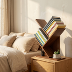 Tree Bookshelf 3-Tier Wood Desk Organizer – Small Bookcase Home Office Display