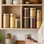 Glass Storage Jar with Wood Lid – Airtight Kitchen Canister for Tea Coffee Sugar