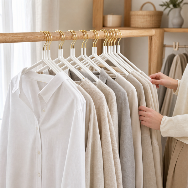 Clothes Hangers Set of 10 – Plastic Body Gold Hook Closet Organizer Coat Hanger