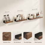 Floating Bathroom Shelf – Wood & Metal Wall Mounted Organizer, Punch-Free, Guardrail, Minimalist Decor