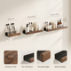 Floating Bathroom Shelf – Wood & Metal Wall Mounted Organizer, Punch-Free, Guardrail, Minimalist Decor