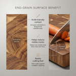 Double-Sided Acacia Wood Cutting Board - Professional Cooking Prep Board with End-Grain Style Look