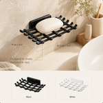Wall Mounted Soap Dish – Drill-Free Grid Drainage Rack for Bathroom, Black or White