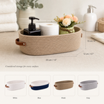 Oval Woven Storage Basket – Bathroom Organizer Toilet Paper Holder Desk Tray
