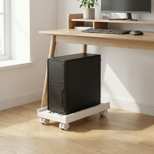 Adjustable Mobile CPU Stand – Rolling Tower Holder with Ventilation and Brake Wheels for Office