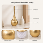 Sculptural Toilet Brush with Holder – Long Handle Bathroom Brush, Minimalist Design