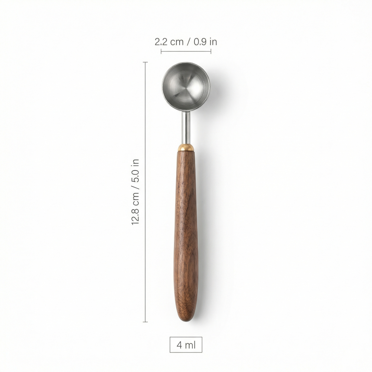 Stainless Steel Coffee Scoop - Wooden Handle Measuring Spoon for Coffee Beans