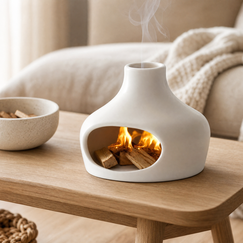 Ceramic Palo Santo Burner – Minimalist Chimney Design, Home Decor, Meditation Gift