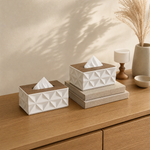 Geometric Tissue Box Holder – Minimalist Desktop Storage Organizer for Home Office